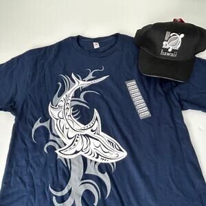 Hawaii T-Shirt & Hat Lot NWT Tribal Shark Tee & Turtle Cap Souvenir Gift M